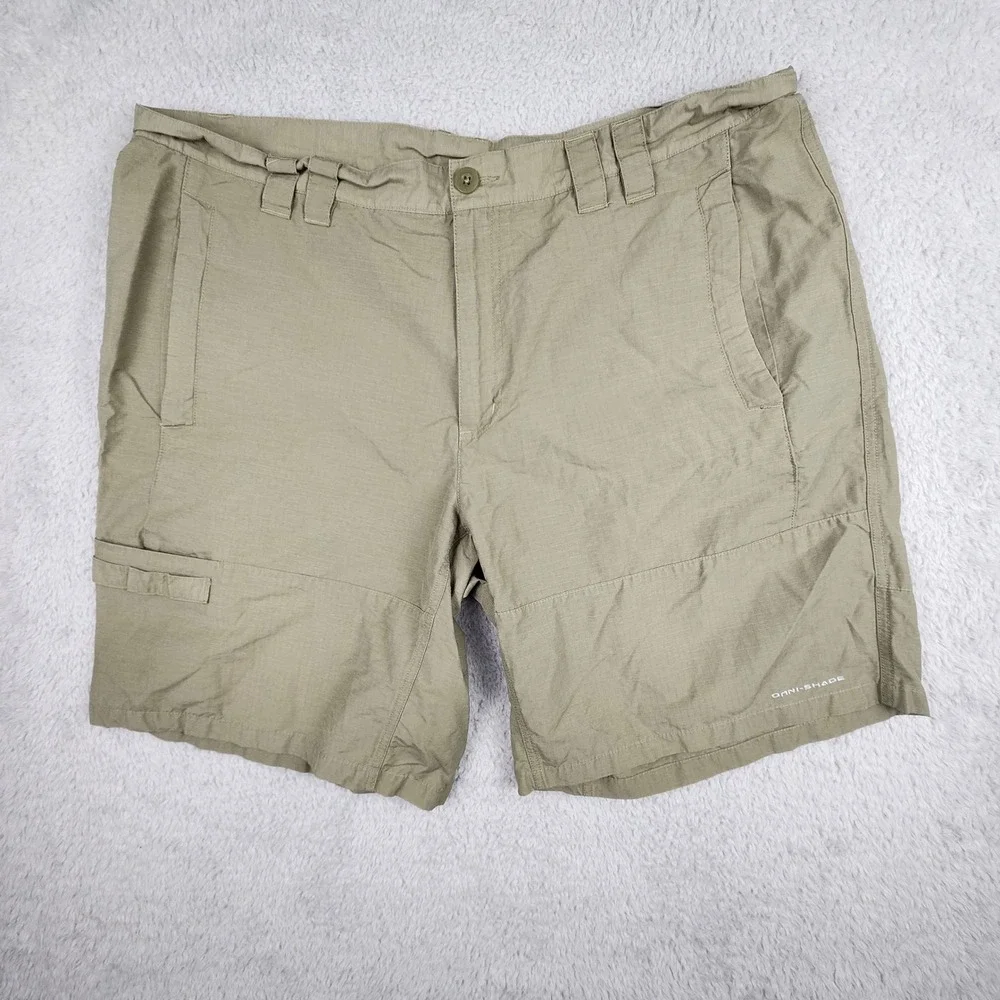 Columbia PFG Shorts Mens 40 Sage Green Ripstop Omni-Shade Fishing Cargo Outdoor